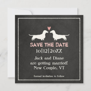 Dackel-Hund, der Save the Date Tafel Wedding ist