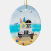 Dackel Hund fahren am Strand Keramik Ornament (Rechts)