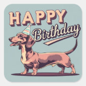 Dackel Hund farbenfroh Quadratischer Aufkleber (Vorderseite)