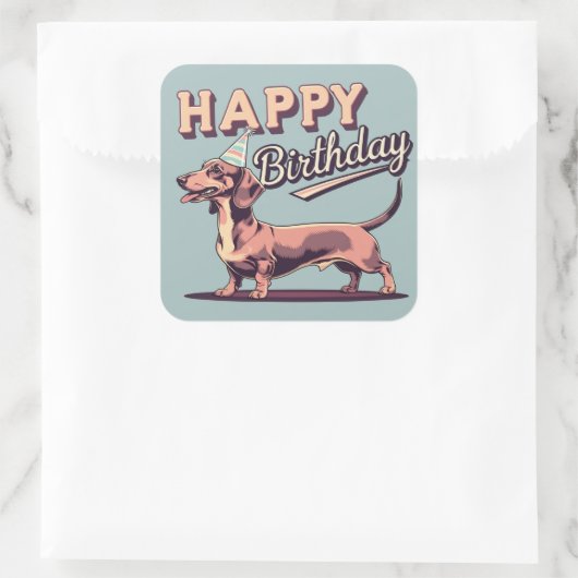 Dackel Hund farbenfroh Quadratischer Aufkleber (Tasche)