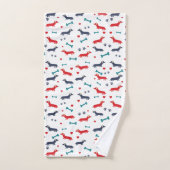 Dackel Hund farbenfrohe Dackeln und Pfoten Badhandtuch Set (Handtuch)