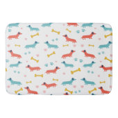 Dackel Hund Farbige Dackeln und Knochen Badematte (Vorderseite)