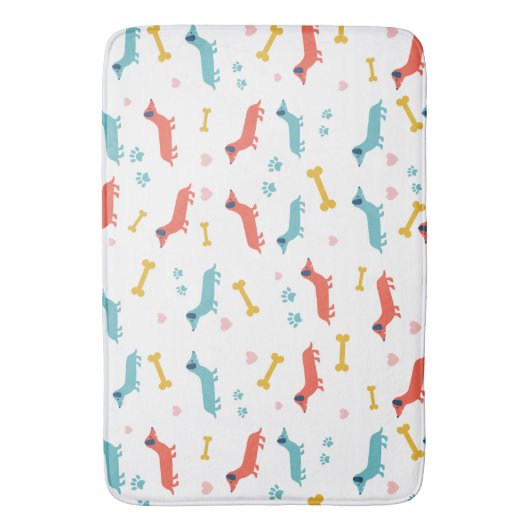 Dackel Hund Farbige Dackeln und Knochen Badematte (Vorderseite Vertikal)