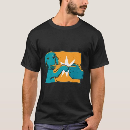 Dackel Hund Faustschlag T-Shirt (Vorderseite)