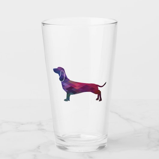 Dackel Hund Geo-Silhouette Lila Glas (Vorderseite)