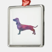 Dackel Hund Geo-Silhouette Lila Ornament Aus Metall (Links)