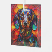 Dackel Hund "gestanztes Glas" Ornament Aus Glas (Vorderseite links)
