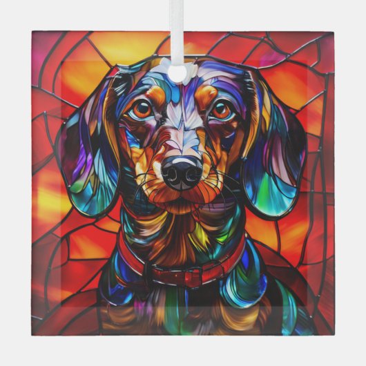 Dackel Hund "gestanztes Glas" Ornament Aus Glas (Vorderseite)