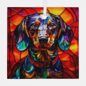 Dackel Hund "gestanztes Glas" Ornament Aus Glas (Rückseite)