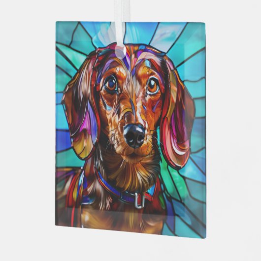 Dackel Hund "gestanztes Glas" Ornament Aus Glas (Vorderseite links)
