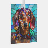 Dackel Hund "gestanztes Glas" Ornament Aus Glas (Vorderseite Rechts)