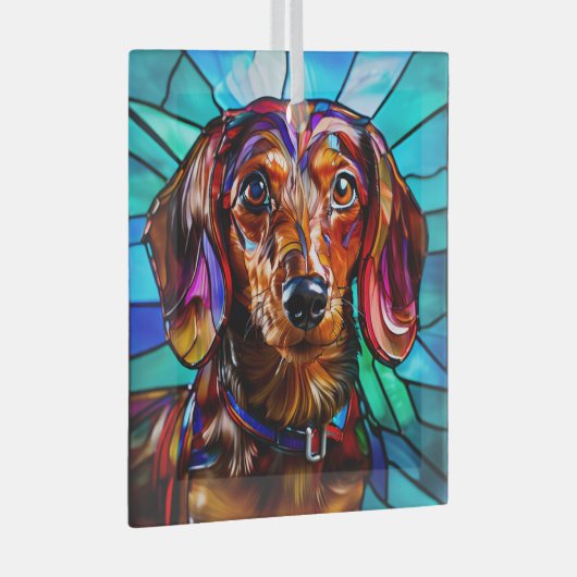 Dackel Hund "gestanztes Glas" Ornament Aus Glas (Vorderseite Rechts)