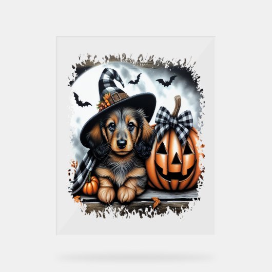 Dackel Hund Halloween Acrylschild (Vorderseite)