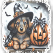 Dackel Hund Halloween Aufkleber (Vorderseite)