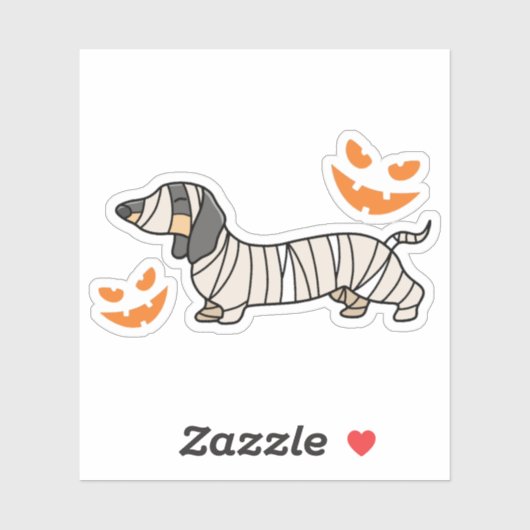 Dackel Hund Halloween Candy Corn Vollmond Aufkleber (Blatt)