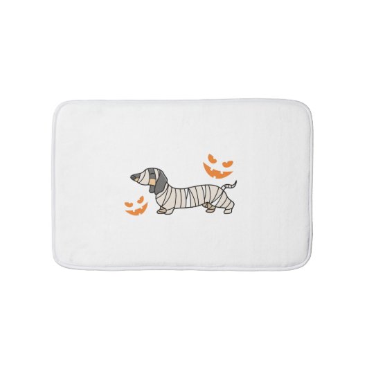 Dackel Hund Halloween Candy Corn Vollmond Badematte (Vorderseite)