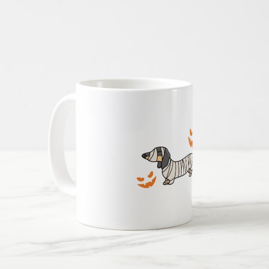 Dackel Hund Halloween Candy Corn Vollmond Kaffeetasse (Vorderseite Links)