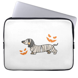 Dackel Hund Halloween Candy Corn Vollmond Laptopschutzhülle