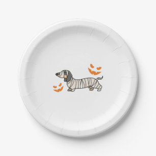Dackel Hund Halloween Candy Corn Vollmond Pappteller