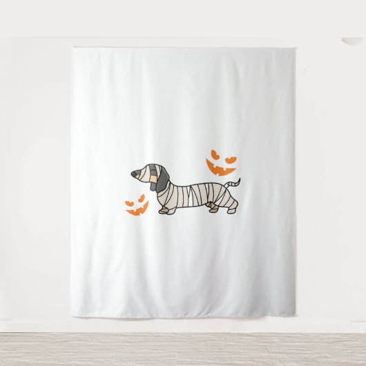 Dackel Hund Halloween Candy Corn Vollmond Wandteppich (Vorderseite)