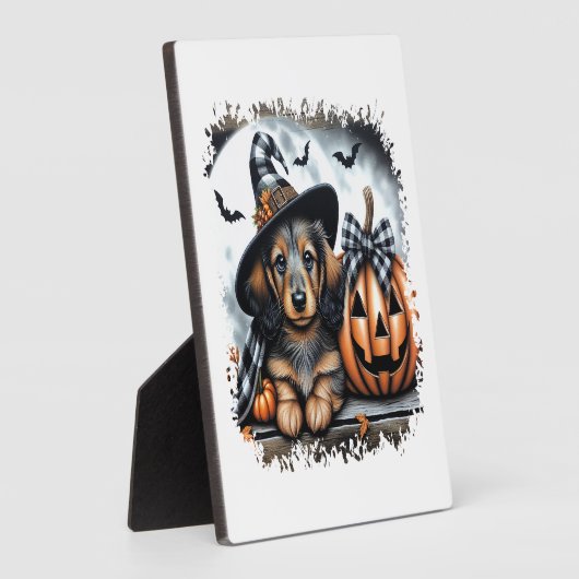 Dackel Hund Halloween Fotoplatte (Seite)