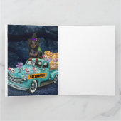 Dackel Hund Halloween LKW Beängstigende Nacht Karte (Innenseite)