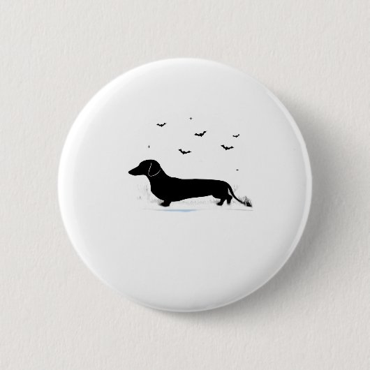 Dackel Hund � Halloween Moon Silhouette Classic Button (Vorderseite)