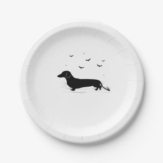 Dackel Hund � Halloween Moon Silhouette Classic Pappteller (Vorderseite)