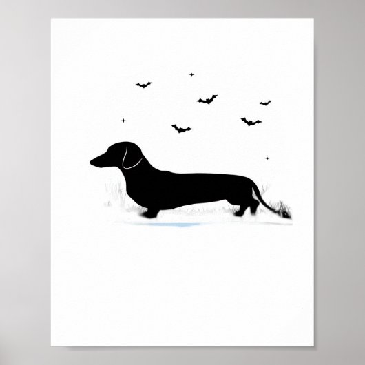 Dackel Hund - Halloween Moon Silhouette Klassik Poster (Vorne)