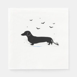 Dackel Hund - Halloween Moon Silhouette Klassik Serviette