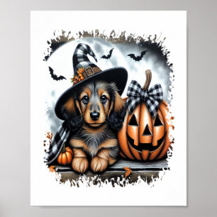 Dackel Hund Halloween Poster