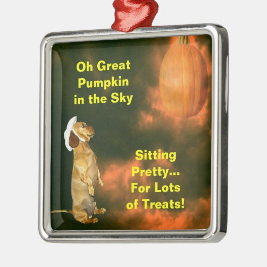 Dackel Hund Halloween Pumpin Eerie Silbernes Ornament (Links)