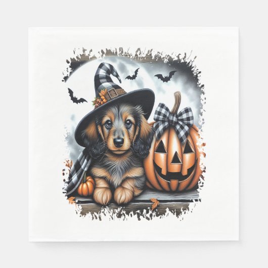 Dackel Hund Halloween Serviette (Vorderseite)