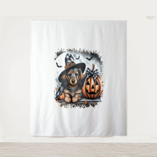 Dackel Hund Halloween Wandteppich (Vorderseite)