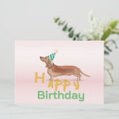 Dackel Hund Happy Birthday Party Einladung (Stehend Vorderseite)