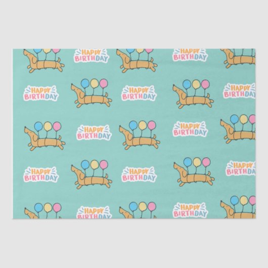Dackel Hund Happy Birthday Seidenpapier (Vorderseite)