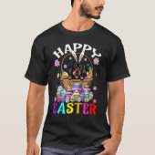 Dackel Hund Happy Osterfest Sonnige Eier Ostern T-Shirt (Vorderseite)