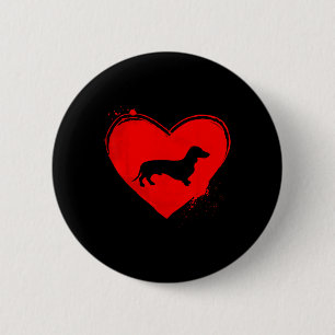 Dackel Hund Herzform Valentine Hunde Liebhaber Button