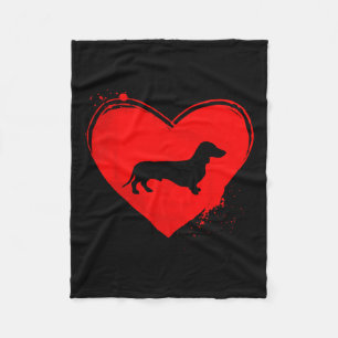 Dackel Hund Herzform Valentine Hunde Liebhaber Fleecedecke