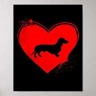 Dackel Hund Herzform Valentine Hunde Liebhaber Poster