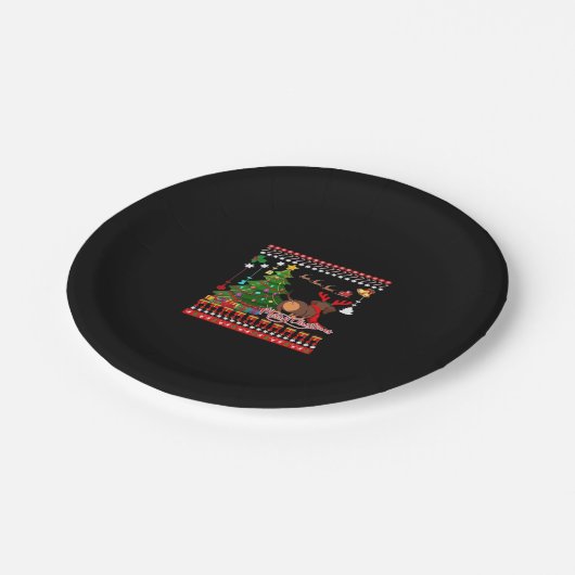 Dackel Hund Hintern Weihnachten Ugly Classic T - S Pappteller (Schrägansicht)