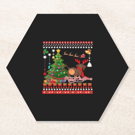 Dackel Hund Hintern Weihnachten Ugly Classic T - S Untersetzer (Vorderseite)