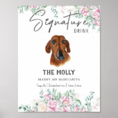 Dackel Hund Hochzeitsignatur Trinkzeichen Poster (Vorne)