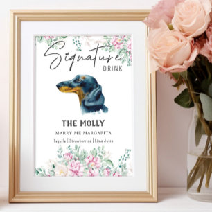 Dackel Hund Hochzeitsignatur Trinkzeichen Poster