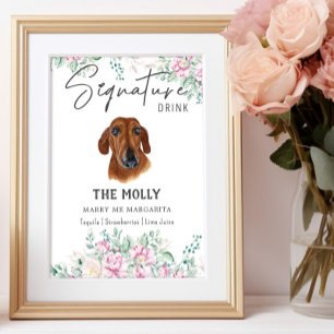 Dackel Hund Hochzeitsignatur Trinkzeichen Poster