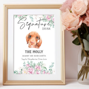 Dackel Hund Hochzeitsignatur Trinkzeichen Poster