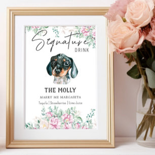 Dackel Hund Hochzeitsignatur Trinkzeichen Poster