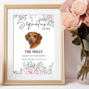 Dackel Hund Hochzeitsignatur Trinkzeichen Poster