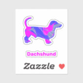 Dackel Hund Hund Hot Pink & Blue Vinyl Sticker (Blatt)