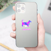 Dackel Hund Hund Hot Pink & Blue Vinyl Sticker (Telefon)